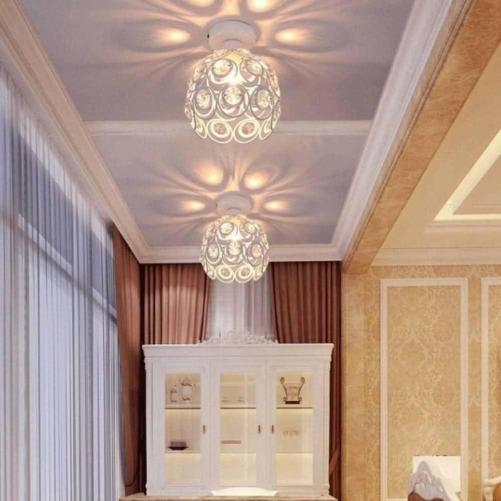 TEKHOME Lampadario da Soffitto a Sfera in Cristallo, Attacco E27, Nero e Bianco, Senza Lampadina, Stile Moderno, per Camera da Letto, Soggiorno, Corridoio, Ø28cm C23