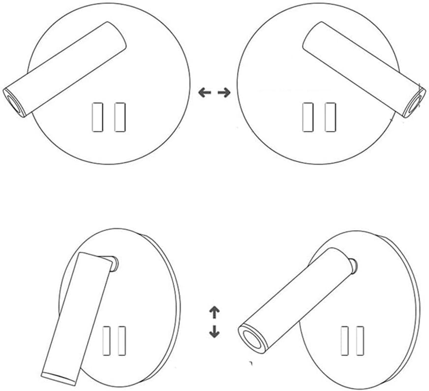 Applique da Muro LED 8W 3000K, Orientabile Rotonda, Bianco/Nero, Moderno Design per Camera da Letto, Corridoio, Soggiorno, Lampada da Parete Interno MR-01