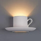Applique da Parete in Gesso Design Tazza con Piattino, Attacco G9, Verniciabile, Luce Decorativa per Soggiorno e Camera – GS-E85