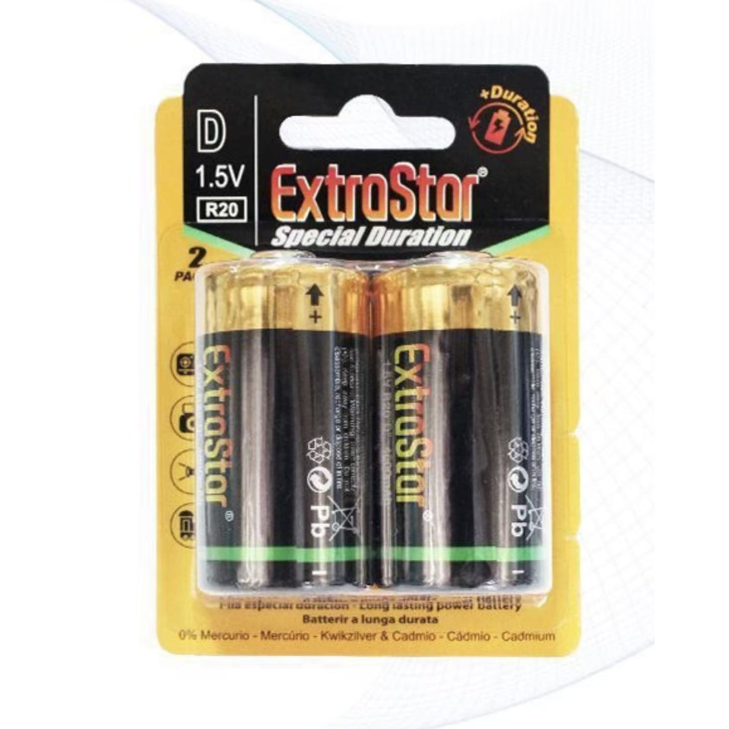 Batterie Alcaline D 1.5V – Pile Torcia R20 a Lunga Durata per Torce, Radio e Dispositivi ad Alto Consumo – 24 Pezzi (12 Confezioni da 2) – R20P-2B