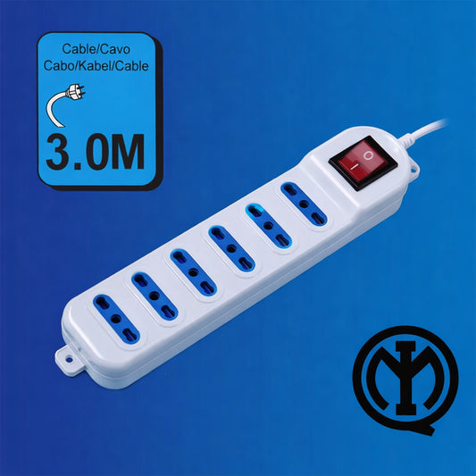 2 Pezzi – Multipresa 5 Prese Universali con Interruttore, Cavo 3 m, Ciabatta Elettrica con Pulsante ON/OFF, Presa Multipla per Casa e Ufficio – X203071-3M