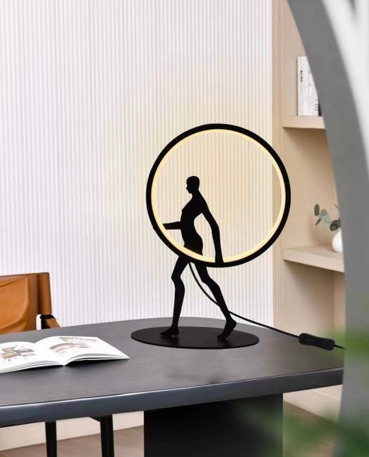 Lampada da Tavolo LED – Design Moderno con Figura, 9W 630LM, Luce Ambiente Decorativa per Soggiorno, Camera, Studio – Nero D02