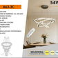 Lampadario LED Moderno a Sospensione 54W con 3 Anelli Cristallo, Telecomando, CCT 3000K 4000K 6500K, Lampada Design per Soggiorno Sala da Pranzo – A63-3C