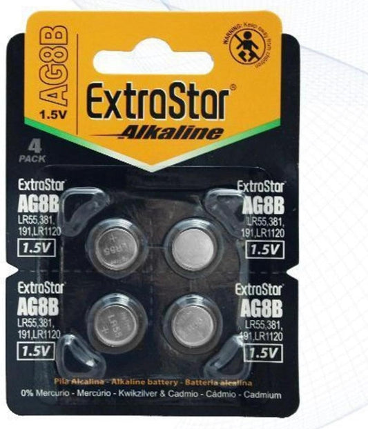 Pile a Bottone AG8 1.5V Alcaline – Batterie Equivalenti AG8 LR55 LR1120 191 – per Orologi, Calcolatrici, Giocattoli e Dispositivi Elettronici – Confezione da 12 Pack – AG8B