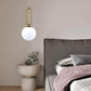 Lampadario a sospensione lampada moderna da soffitto con corpo in metallo color bronzo e sfera in vetro attacco per lampadina G9 (Oro, 1 Sfera struttura ovale) A96