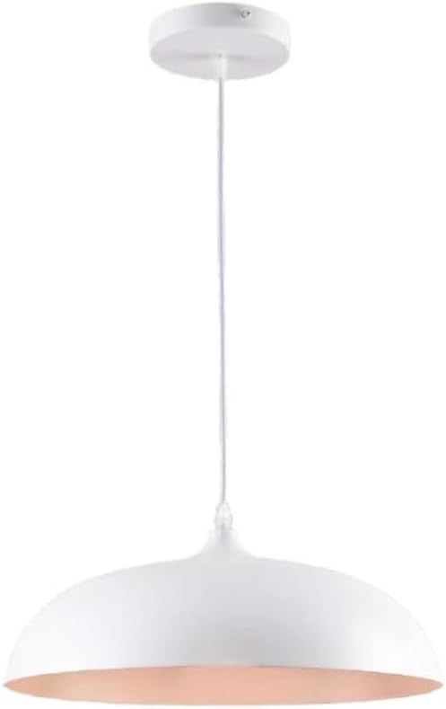 Lampadario a sospensione stile contemporaneo in metallo pendente a cupola attacco E27 luce tavolo cucina di colore nero o bianco Ø35 cm  B90