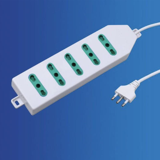 2 Pezzi Multipresa Bipasso Italiana 5 Posizioni, Spina Tipo L 10A, Cavo 1,5 m, 230V – XSL2205