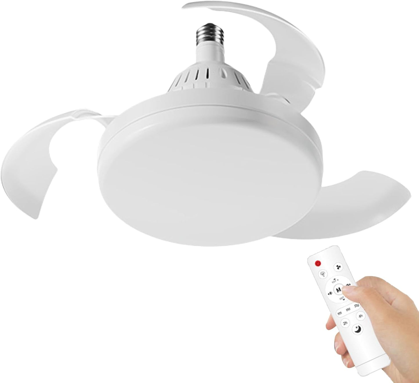 Ventilatore da Soffitto con Luce LED 22W E27 – Plafoniera con Ventola Silenziosa, 3 Colori di Luce 3000K/4000K/6500K, Telecomando, Memoria, per Camera da Letto e Soggiorno MNL012