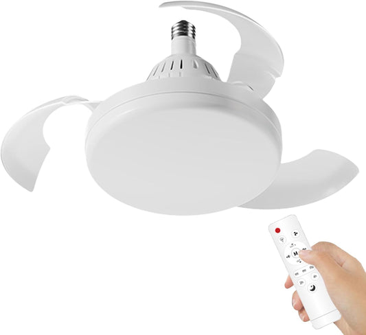 Ventilatore da Soffitto con Luce LED 22W E27 – Plafoniera con Ventola Silenziosa, 3 Colori di Luce 3000K/4000K/6500K, Telecomando, Memoria, per Camera da Letto e Soggiorno MNL012
