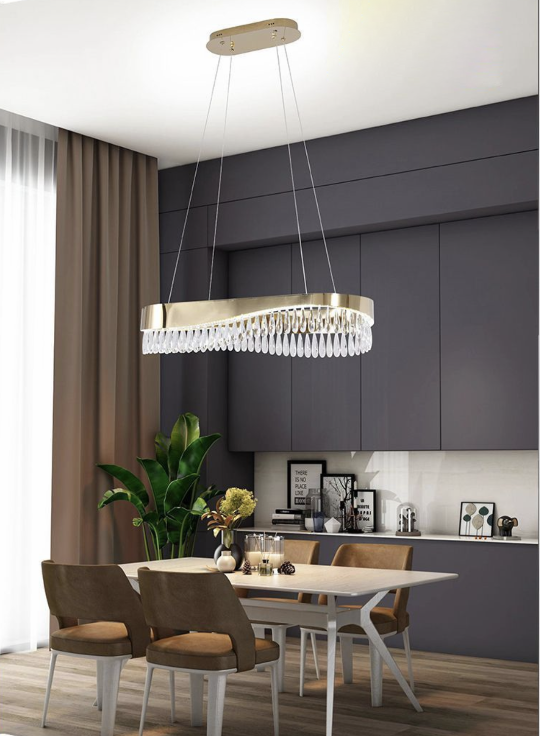 TEKHOME Lampadario a Sospensione Moderno con Cristalli,Lampadario LED Soffitto, 45W 3600LM o 35W 2800LM, Luce Fredda 8000K, Acciaio Inox e Cristallo, per Soggiorno Camera da LettoB77B78