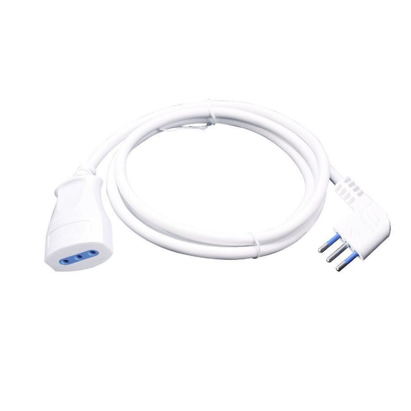 2 Pezzi Cavo di Prolunga Lineare 5 m 10A Bianco, Spina 2P+T e Presa 2P+T, Cavo H05VV-F 3G 1.0 mm², Uso Domestico e Ufficio– RIF 83271