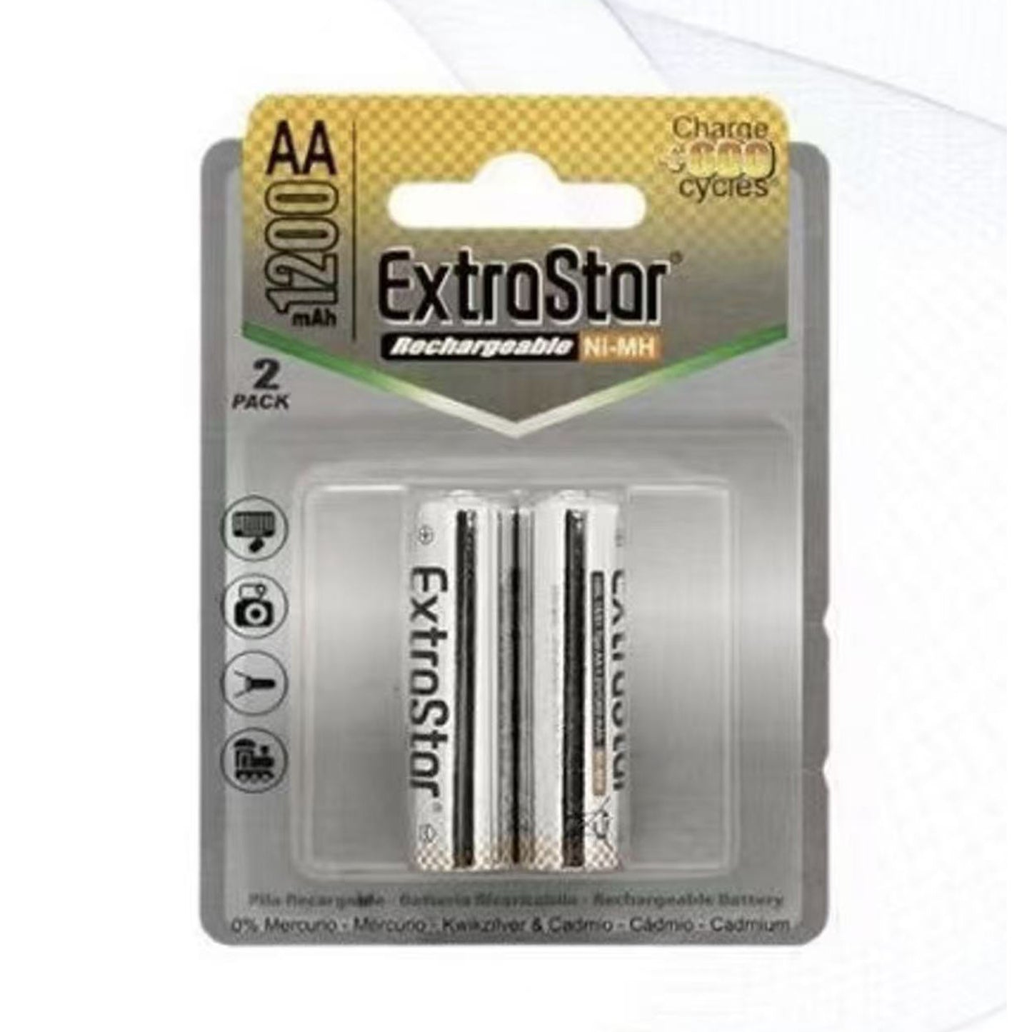 Batterie Ricaricabili AA 1200mAh 1.2V Ni-MH – Pile Stilo per Telecomandi, Mouse, Tastiere e Giocattoli – 12 Pezzi (6 Confezioni da 2) – AA1200-2B