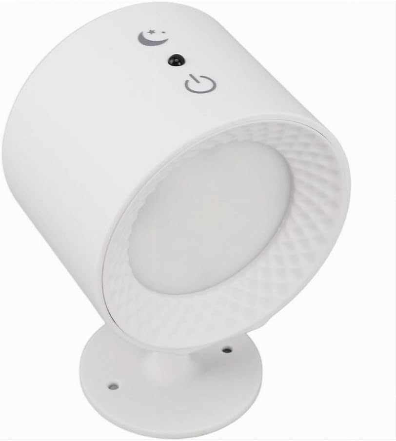 Applique LED da Muro 5W Ricaricabile USB, Lampada da Parete Moderna con 3 Colori (3000K-4500K-6500K), Rotonda in ABS, Bianco/Nero, per Camera da Letto Soggiorno Interni BD01