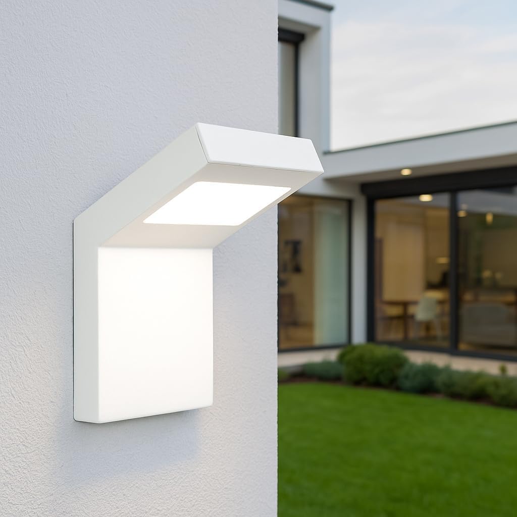 Applique LED da Esterno 10W IP54 4000K, Lampada da Parete Moderna in Alluminio e PC, Impermeabile per Facciata, Balcone e Giardino - Bianco/Grigio Scuro H160