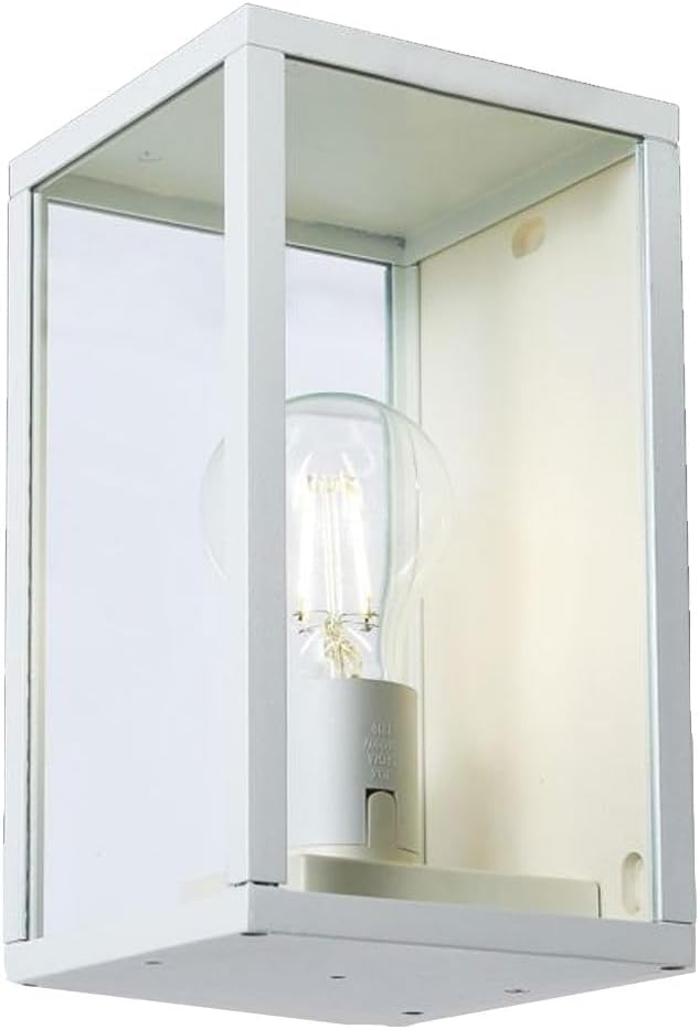 Applique da Esterno E27 IP44, Lampada da Parete Moderna in Alluminio e Vetro, Attacco E27 (Lampadina non inclusa), Colore Nero o Bianco, per Facciata, Balcone e Giardino H220