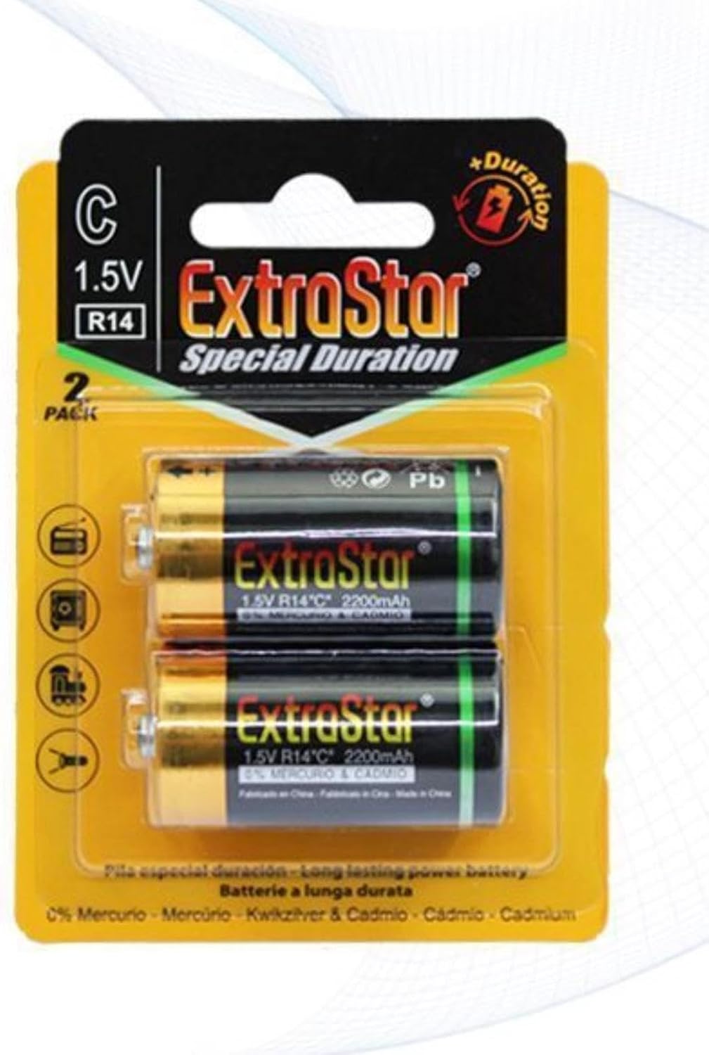 Batterie C Alcaline 1.5V a Lunga Durata – Pile Mezza Torcia per Torce, Radio e Giocattoli – 24 Pezzi (12 Confezioni da 2) – A-R14P-2B