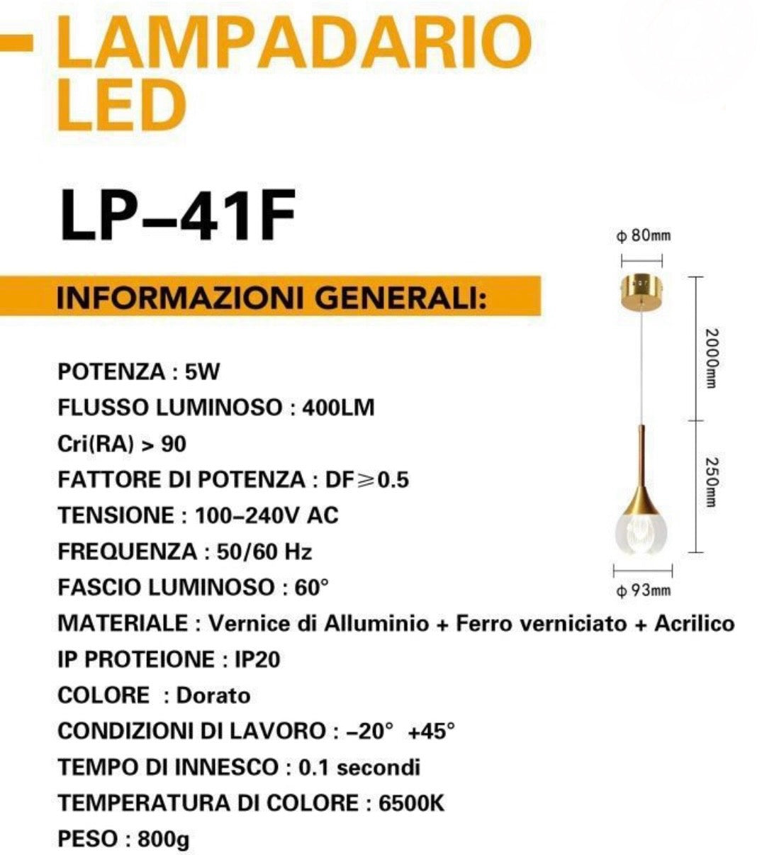 Lampadario LED LucePreziosa 5W LP-41