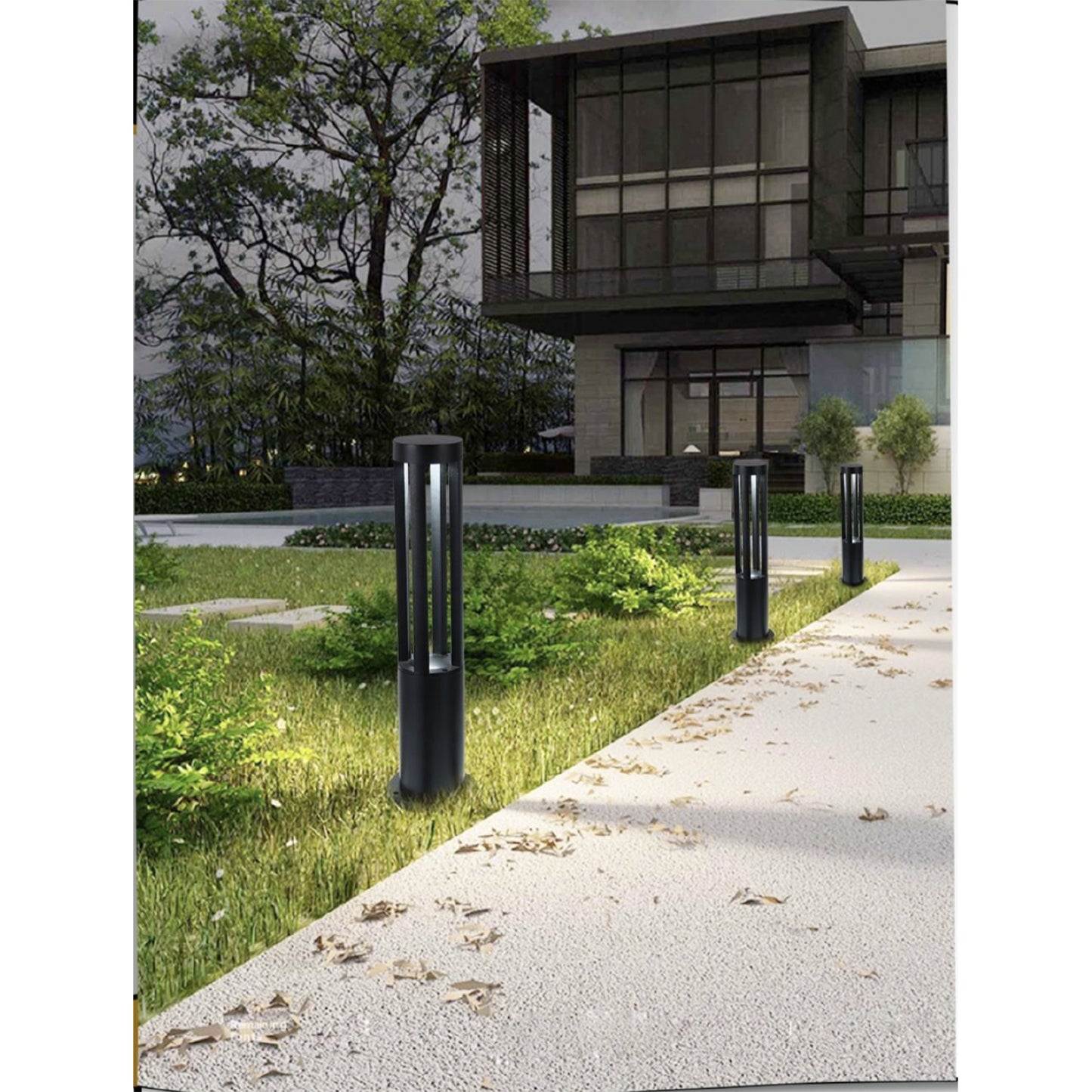 Lampada da giardino IP65 12W per esterno, bollard light in alluminio+vetro, 600lm, 3000K/4000K/6500K – Serie ES28