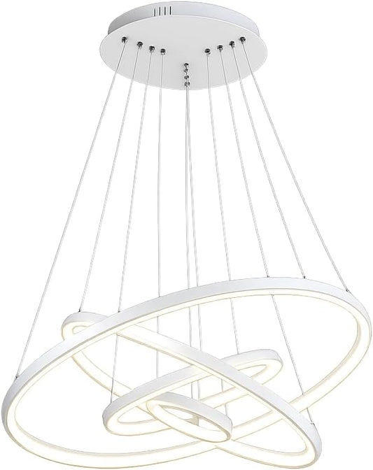 Lampadario LED Moderno a Sospensione 86W 6880LM, 3 Colori Luce 3000K 4000K 6500K, CCT Switch, Design Anelli, Lampadario per Soggiorno Sala da Pranzo Camera, LP-51-B3C