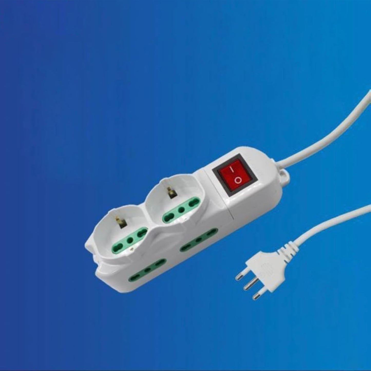 2 Pezzi Multipresa Italiana Bipasso e Schuko con Interruttore, Presa Multipla 4 Posizioni 10/16A, Spina 16A, Cavo 3 m, Max 2500W, Bianca – C-X203073-3M