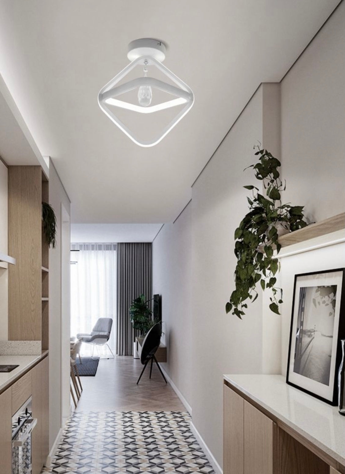 TEKHOME Lampadario led moderno 25 watt forma rombo plafoniera lampada da soffitto luce 3000K/4000K/ 6500K 2000Lm PN-03