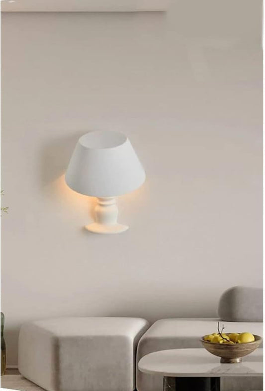 Applique da Parete in Gesso Bianca E14, Lampada da Muro Verniciabile Stile Classico per Interni, IP20 – GS-E84