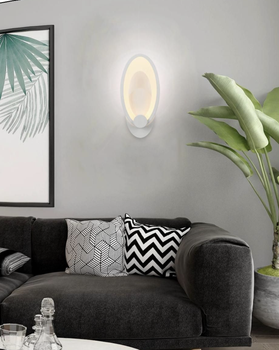 TEKHOME Applique da Parete LED Moderna 9W, Lampada da Parete Bianca Design Ovale, Luce Calda 3000K / Naturale 4000K / Fredda 6500K, 450LM, per Camera da Letto, Soggiorno e Corridoio E25