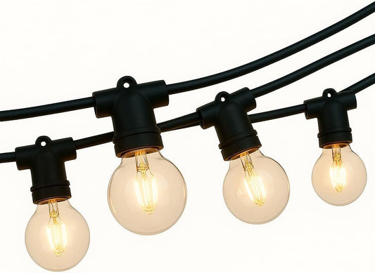 Catena Luminosa Esterna 10M, Lampadine G40 incluse, IP65 Impermeabile, Decorazione Giardino Terrazzo Balcone, Catena Luminosa E12 10 Lampade – Nero FLT-G40