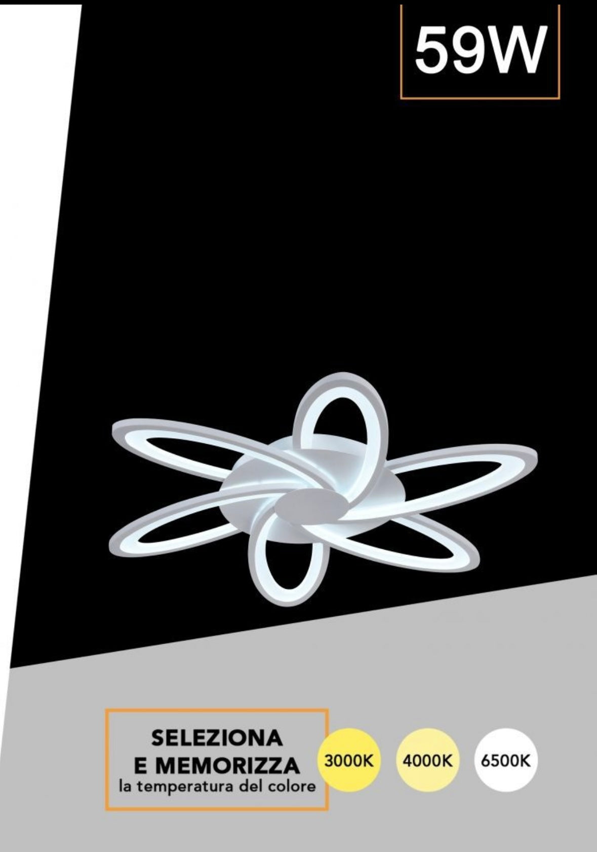 TEKHOME Plafoniera LED 59W Ø Decorativa, 3 Colori Selezionabili 3000K-4000K-6500K, Luce Soffitto Rotonda Moderna, Bianco, Senza Telecomando, per Soggiorno Camera Corridoio C15-3C