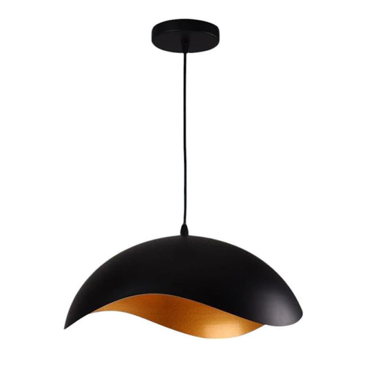 Lampadario Sospeso E27 Moderno a Forma di Conchiglia, Regolabile, Design Minimalista per Cucina, Soggiorno e Camera da Letto (Nero e dorato) A23-N