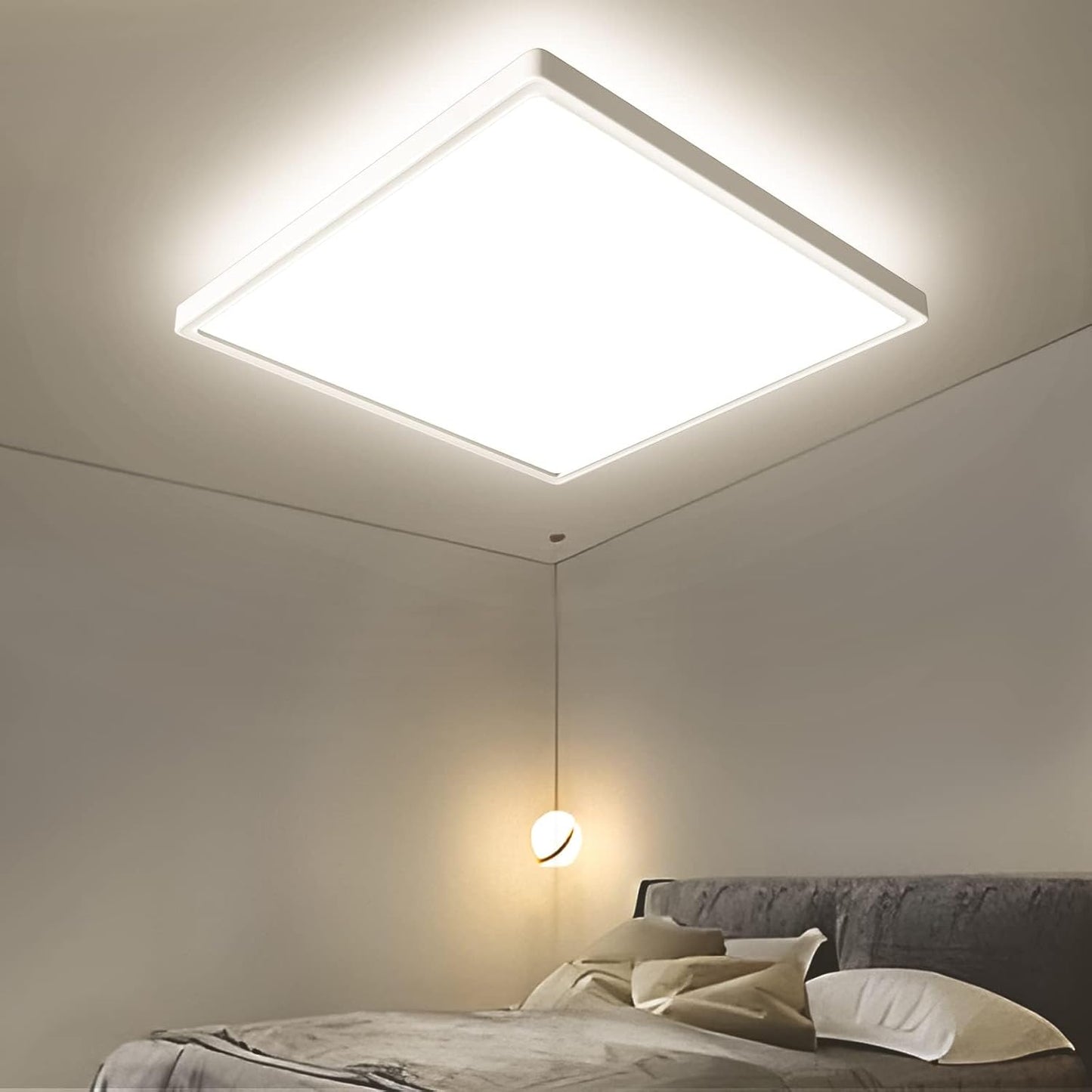 Plafoniera LED Quadrata 45W con Cambio Colore CCT 6500K-4000K-2700K, Moderna per Soggiorno Cucina Camera PQ-450
