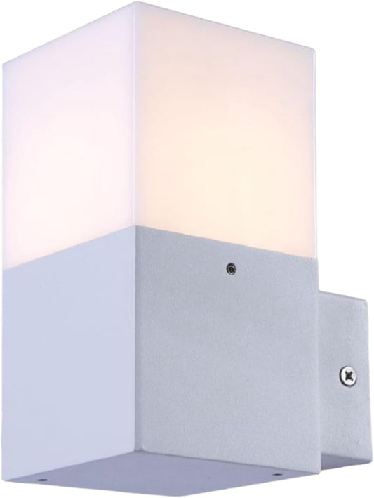 Applique da Esterno E27 IP44, Lampada da Parete Moderna in Alluminio e Acrilico, Attacco E27 (Lampadina non inclusa), Colore Bianco o Nero, per Facciata, Balcone e Giardino B160
