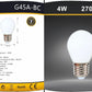5PZ Lampadina LED E14 G45 4W, Mini Globo Opaco, 300LM, Luce Calda 2700K / Naturale 4000K / Fredda 6500K, Non Dimmerabile, 220V, per Lampadari e Abat Jour, G45-B Series