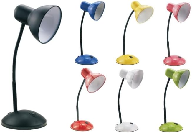 Lampada da Tavolo con Flessibile, Attacco E27, Metallo, Interruttore, Base Stabile – Lampada Scrivania Moderna per Studio, Ufficio, Cameretta D22