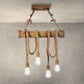 Lampadario Vintage Retro in Corda di Bambù con 4 Teste a Sospensione, Lampadario Corda Canapa Industriale 40W E27 per Cucina Soggiorno Sala da Pranzo Bar Caffè Ristorante Pizzeria Locale  B23