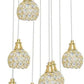 Lampadario da soffitto a sospensione plafoniera 38.5 watt con sfere con cristalli gocce in acrilico 9 portalampada attacco g9 lampada sospesa oro o argento B37
