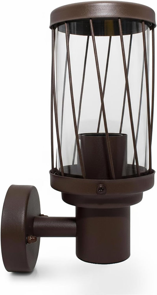Applique da Esterno IP54 con Attacco E27, Lampada da Parete Vintage Industriale in Alluminio, Design a Gabbia, per Facciata, Giardino e Terrazza – Colore Ruggine ESM-02C