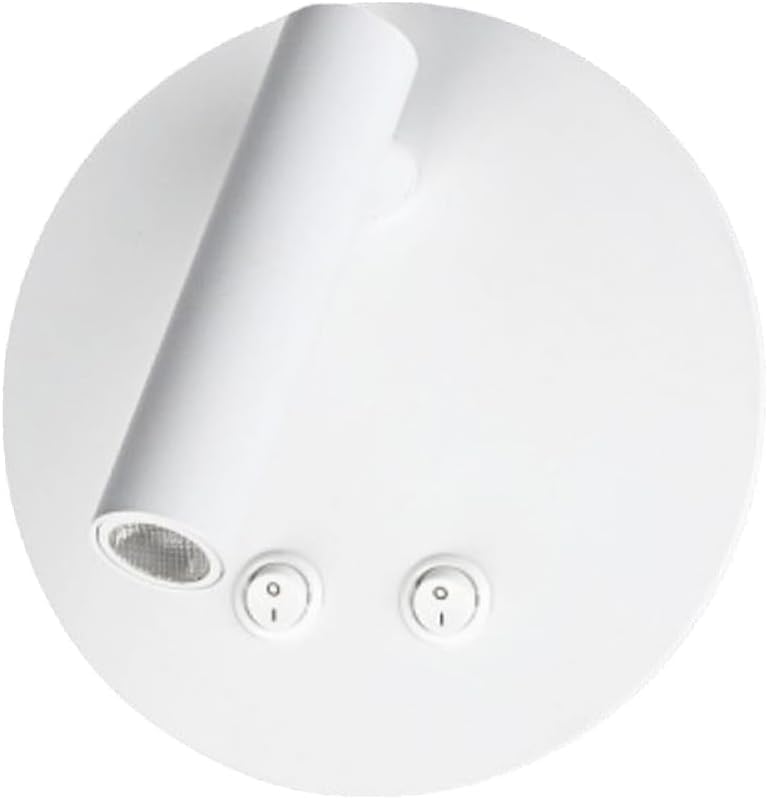 Applique da Muro LED 8W 3000K, Orientabile Rotonda, Bianco/Nero, Moderno Design per Camera da Letto, Corridoio, Soggiorno, Lampada da Parete Interno MR-01