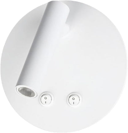 Applique da Muro LED 8W 3000K, Orientabile Rotonda, Bianco/Nero, Moderno Design per Camera da Letto, Corridoio, Soggiorno, Lampada da Parete Interno MR-01