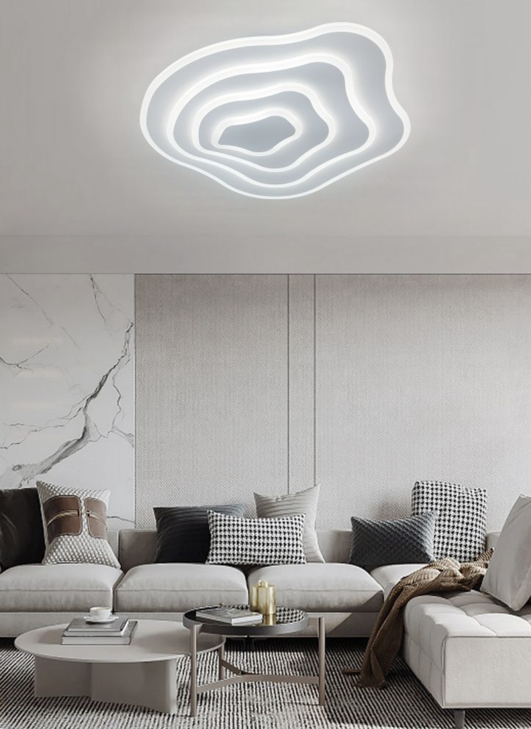TEKHOME Plafoniera a led da interno moderna a soffitto forma tonda lampadario adatta per camera da letto salone soggiorno salotto cucina locali commerciali 59W PN-28
