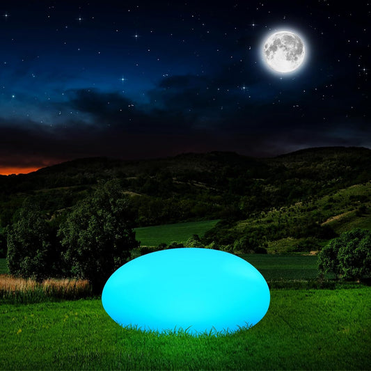 Lampada Solare RGBW da Giardino con Pannello Esterno, Luce Decorativa LED IP65, Forma Ovale, 16 Colori, Ricarica Solare 6V 5W, Autonomia 10-12 Ore – Modello ES31-RGB