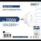 5 Pezzi Adattatore Multiplo Universale 2300W, Spina Europea Schuko, Presa Multistandard per Italia/UE, per Casa e Viaggio – MOD 603195