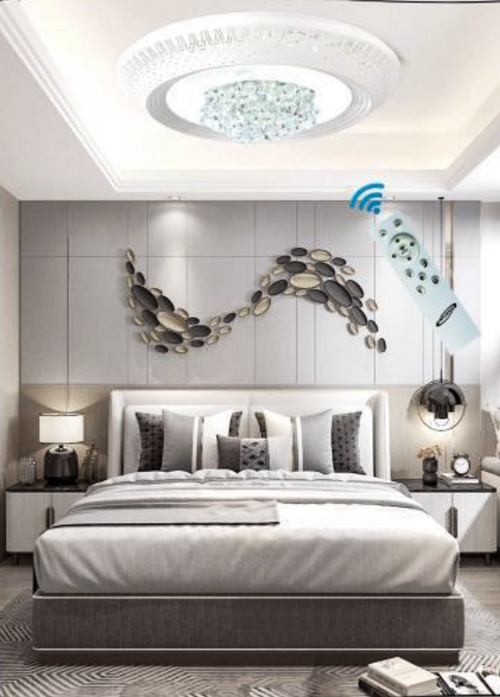 Lampadario LED con Cristalli Dimmerabile con Telecomando 3000K-4000K-6500K, Plafoniera Moderna per Camera da Letto Soggiorno – 3 Misure Disponibili (S/M/G) C30