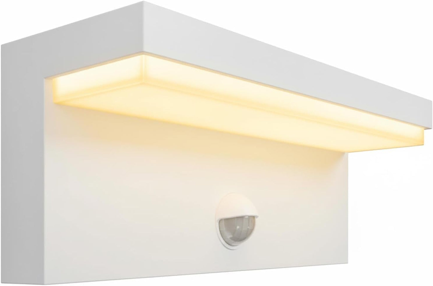 Applique LED da Esterno con Sensore di Movimento, 10W 1000LM CCT 2700K-6500K, Lampada da Parete Impermeabile Moderna in ABS+PC, per Giardino, Balcone e Ingresso – Bianco/Nero SS-ESA-01