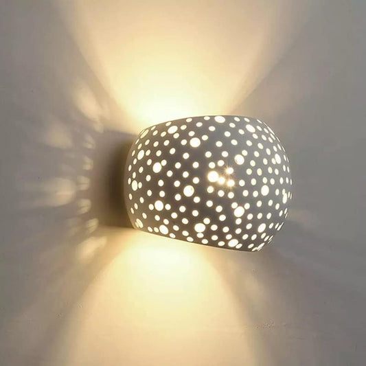 TEKHONE Applique da Parete in Gesso Decorativa, Lampada da Muro Bianco con Effetto Luce Puntinato, Attacco G9, Design Moderno per Soggiorno e Camera da Letto – GS-E42