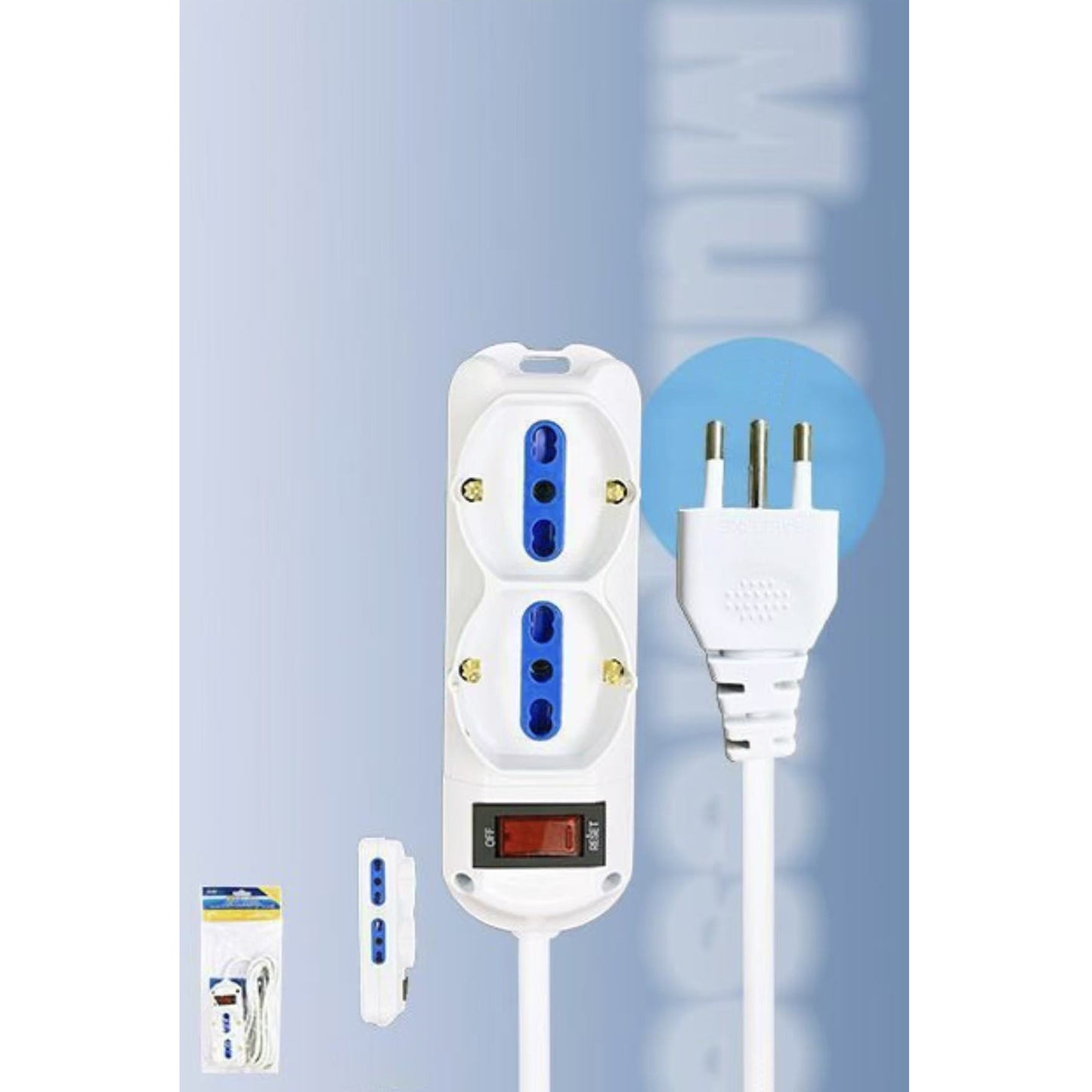 2 Pezzi Multipresa 6 Prese Bipasso/Schuko 10/16A con Protezione da Sovraccarico, Spina Italiana 10A, Cavo 3 m, Interruttore di Sicurezza, Bianca– XSL2612-3M