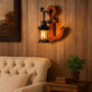 TEKHOME Applique da Muro Vintage in Legno a Forma di Ancora, Portalampada E27, Design Industriale Rustico con Vetro, Lampada da Parete Interni per Ristorante, Soggiorno e Corridoio – Modello E54