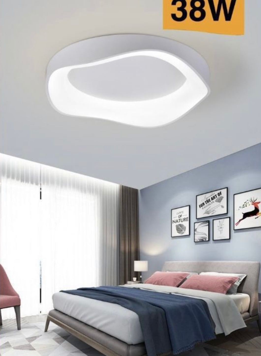 TEKHOME Plafoniera LED Moderna 38W, Dimmerabile, 3 Modalità di Colore 3000K-4000K-6500K, 3040LM,Bianco e Nero, Design Elegante per Camera da Letto e Soggiorno C53