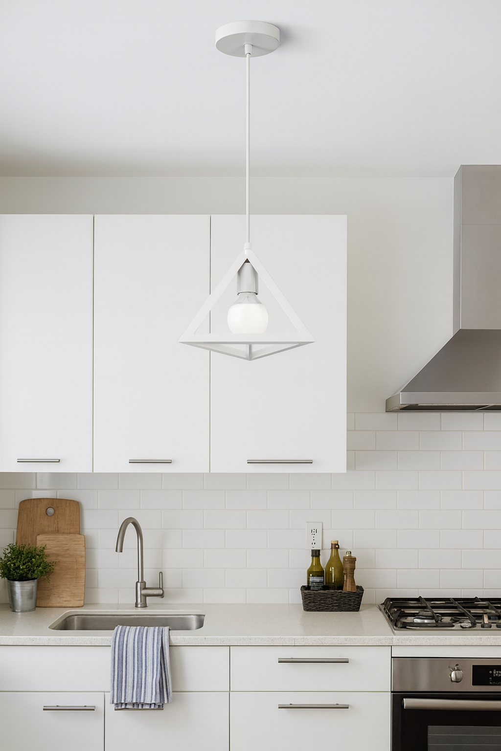 Lampadario moderno a triangolo senza lampadina E 27, in ferro stile moderno  A35