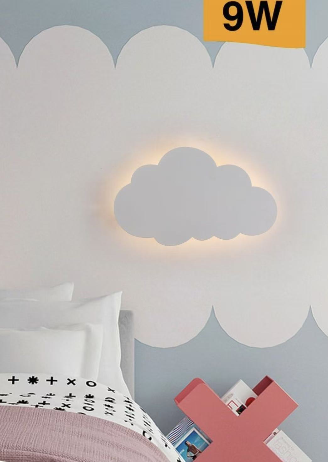 TEKHOME Applique da muro LED 9W design nuvola, luce regolabile 3000K-6500K, lampada da parete per camera da letto bambini soggiorno AQ28-B3C